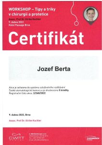 Certifikát - Tipy a triky v chirurgii a protetike